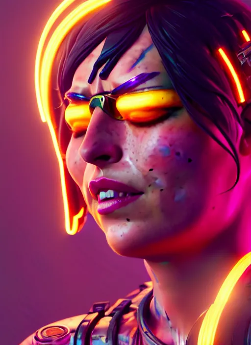 Image similar to glowwave portrait of dakota johnson from borderlands 3, au naturel, hyper detailed, digital art, trending in artstation, cinematic lighting, studio quality, smooth render, unreal engine 5 rendered, octane rendered, art style by klimt and nixeu and ian sprigger and wlop and krenz cushart.