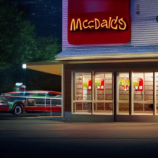 Image similar to exterior photo of Mcdonalds in the upside down from stranger things. 8k realistic photo