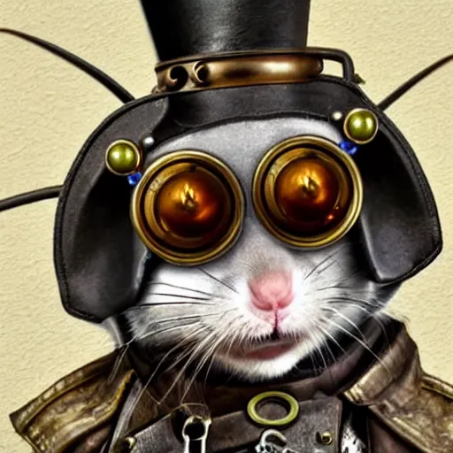 Prompt: a rat with steampunk googles, from Final fantasy