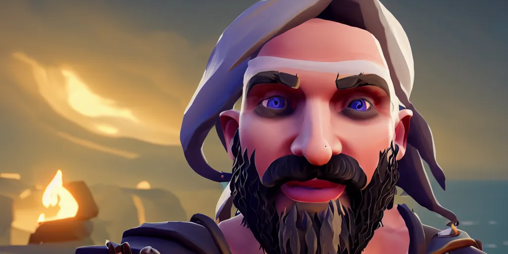 Prompt: selfie of a sea of thieves character, sea of thieves screenshot, storm, unreal engine, digital art, white beard, white hair, eye patch