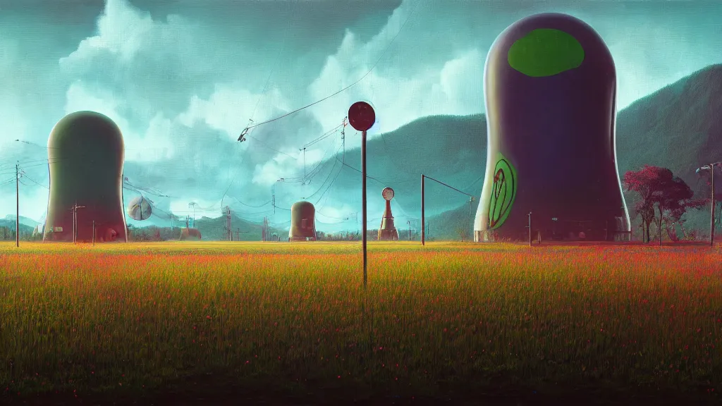 Image similar to Nuclear Nature harmony; by Oswaldo Moncayo; by Simon Stålenhag, oil on canvas; Art Direction by James Cameron; Location: Quito Ecuador 4K, 8K; Ultra-Realistic Depth Shading