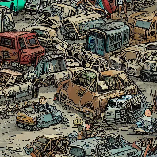 Prompt: where's waldo in a post apocalyptic city