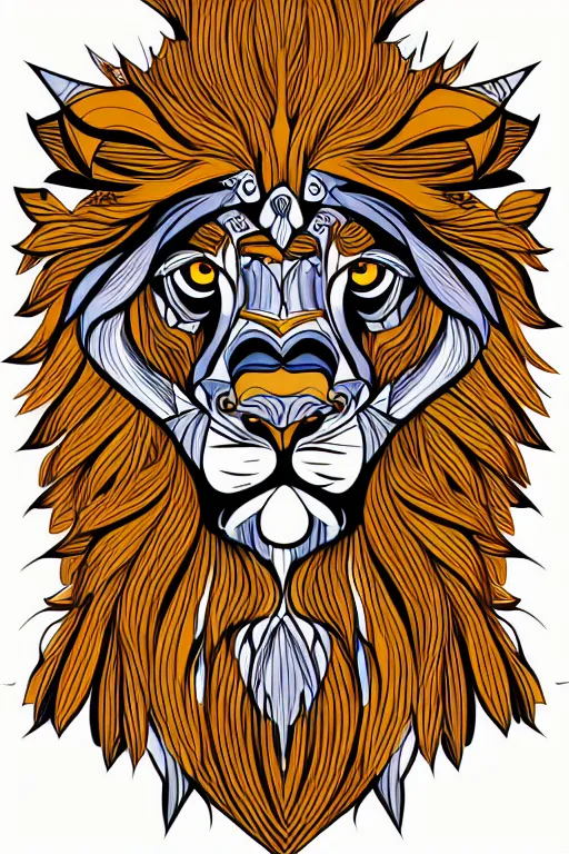 Image similar to Portrait of a lion in a medieval armor, colorful, illustration, highly detailed, simple, smooth and clean vector curves, no jagged lines, vector art, smooth