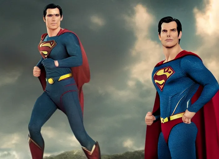 Image similar to film still of superman as a!!! skinny very skinny skinny slim weak man!!! in the new superman movie