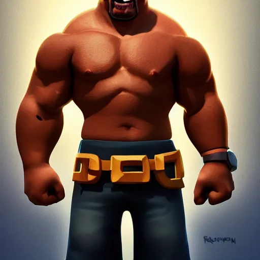 Image similar to Dwayne Johnson as a Clash Royale character, mattepainting concept Blizzard pixar maya engine on stylized background splash comics global illumination lighting artstation lois van baarle, ilya kuvshinov, rossdraws