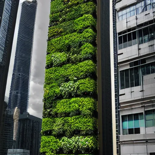 Prompt: a living wall on a skyscraper by patrick blanc