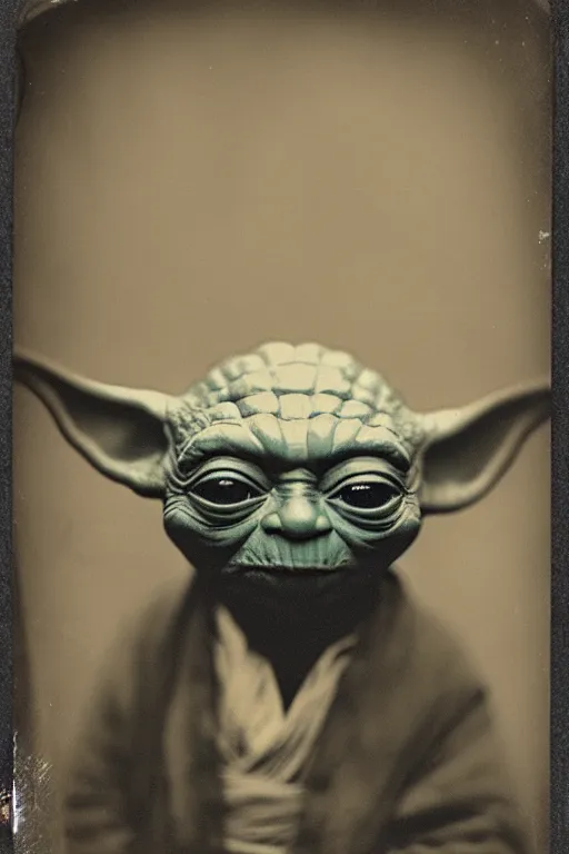 Image similar to a tintype photo portrait of yoda, highly detailed, 5 0 0 px, sharp focus