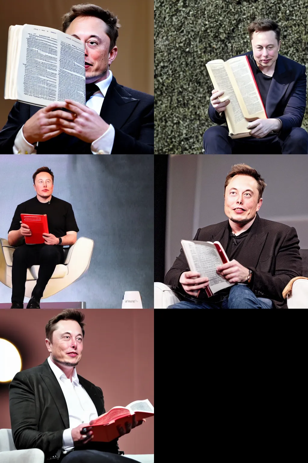 Prompt: portrait of Elon Musk reading a Bible, gettyimages