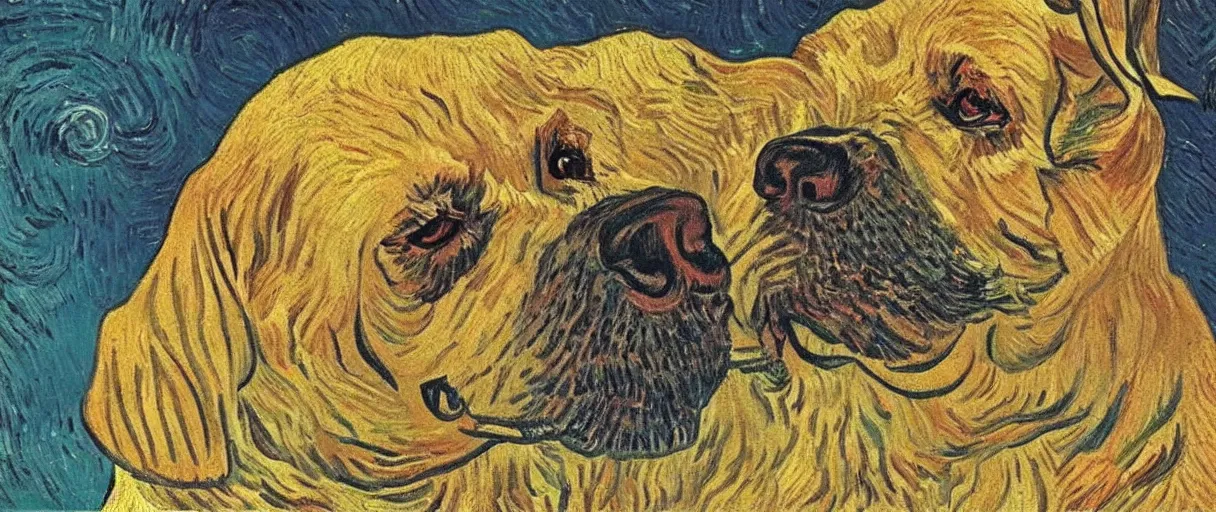 Prompt: studio portrait of a wizened old dog; extremely detailed; oil painting by Vincent Van Gogh