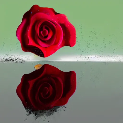 Prompt: animation of a rose melting into a puddle, detailed