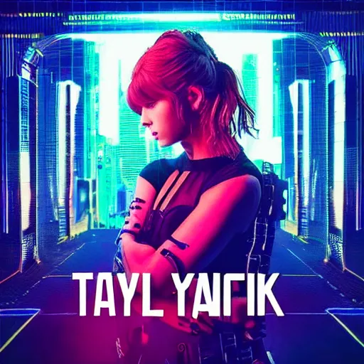 Prompt: a cyberpunk style album cover for a Taylor Swift electro pop album