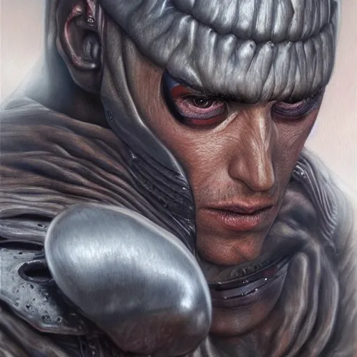 Image similar to Hyper-realistic painting of Guts From Berserk painted by Mike Dargas