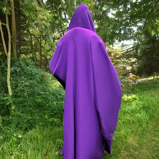 Prompt: purple cloak, full body