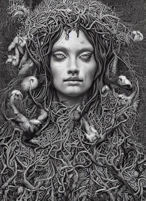 Image similar to Druid goddess painting by Dan Hillier, trending on artstation, artstationHD, artstationHQ, 4k, 8k
