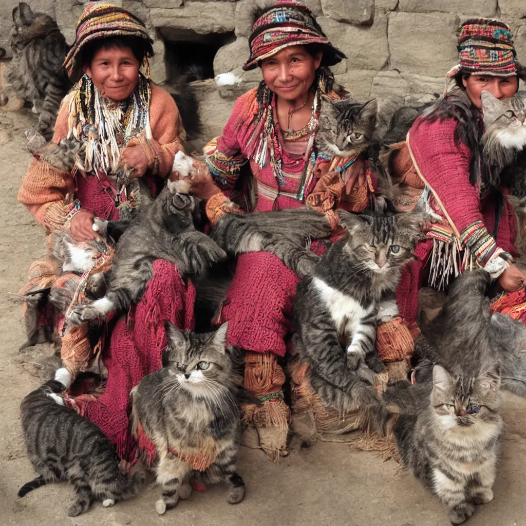 Image similar to inca people with cats