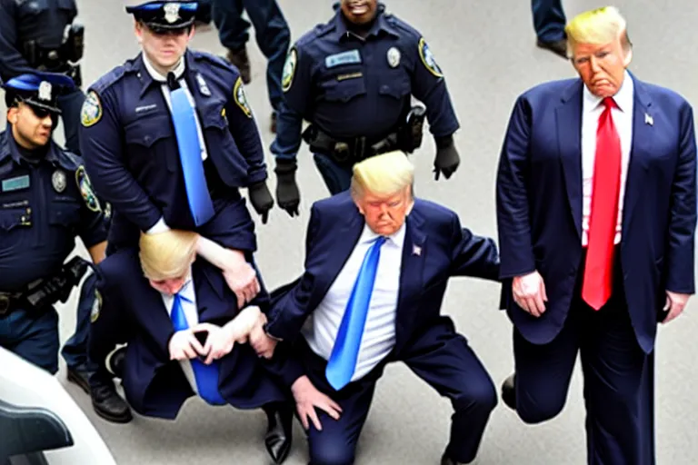 Image similar to Donald Trump arrested in handcuffs, photo