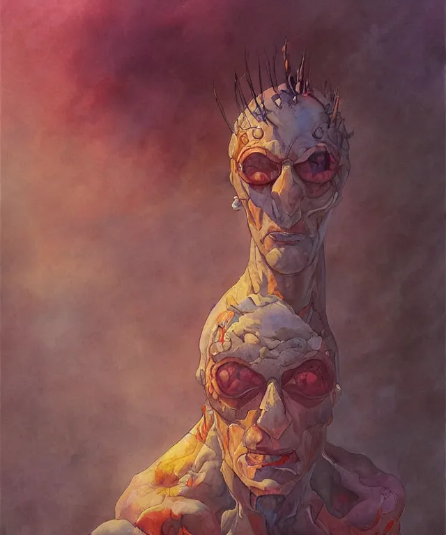 Prompt: a oil / watercolor painting full body character portrait of a rifts mind melter in the style of moebius in the style of frank frazetta trending on artstation deviantart pinterest detailed realistic hd 8 k high resolution