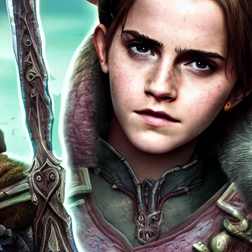 Image similar to emma watson in world of warcraft 4 k