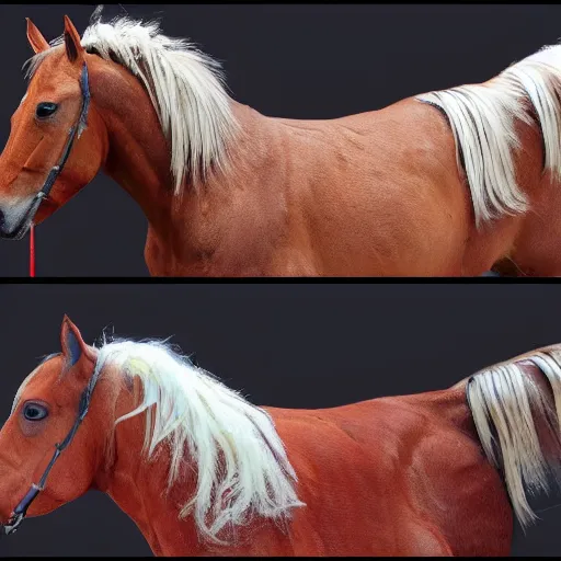 Prompt: a horse being sliced in half by a ninja with a chainsaw 4 k real