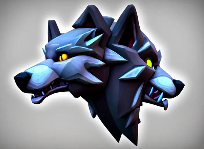 Image similar to wolf head, stylized stl, 3 d render, activision blizzard style, hearthstone style