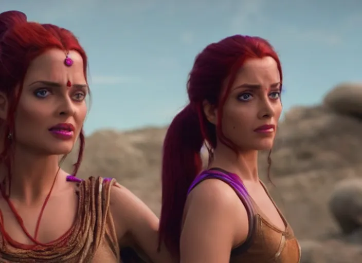 Image similar to film still of leela with a ponytail in the new scifi movie, 4 k