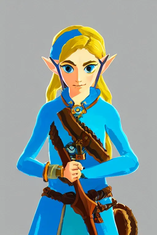 Image similar to an in game portrait of madeleine celeste from the legend of zelda breath of the wild, breath of the wild art style.