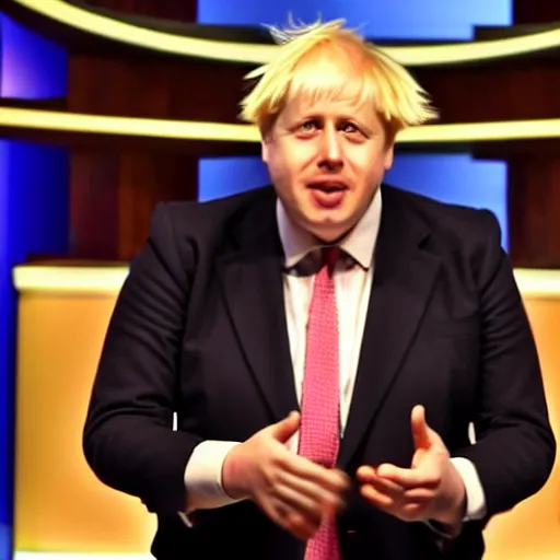 Image similar to Boris Johnson pitching the idea of bread on shark tank