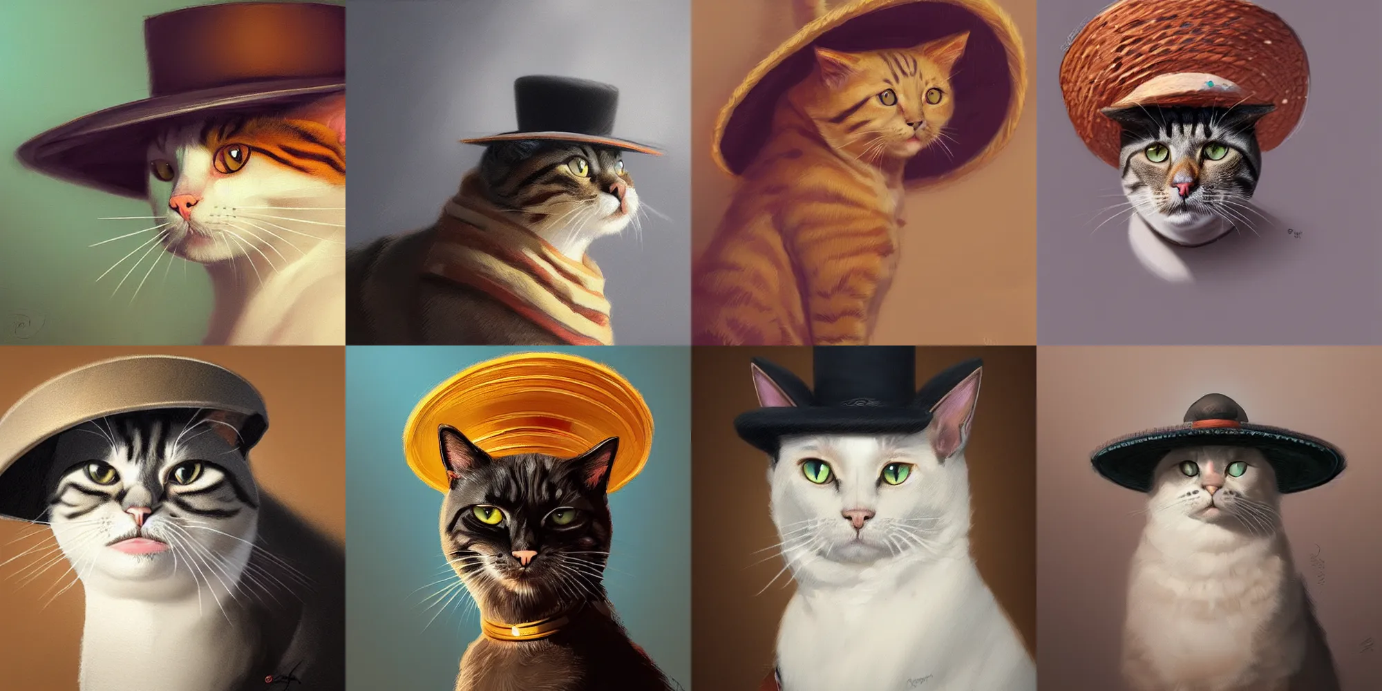 Prompt: a well designed portrait of a cat wearing a sombrero, detailed, realistic, sketch style, artstation, greg rutkowski, 8 k resolution.