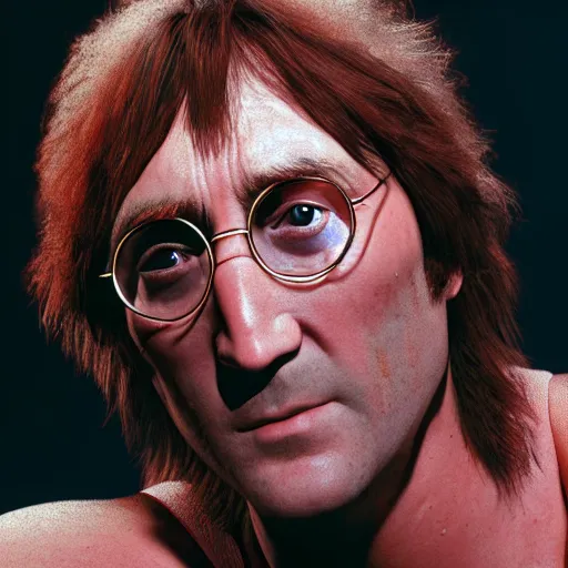 Image similar to john lennon as mickey knox in natural born killers, ultra realistic, concept art, intricate details, highly detailed, photorealistic, octane render, 8 k, unreal engine, art by frank frazetta, simon bisley, brom