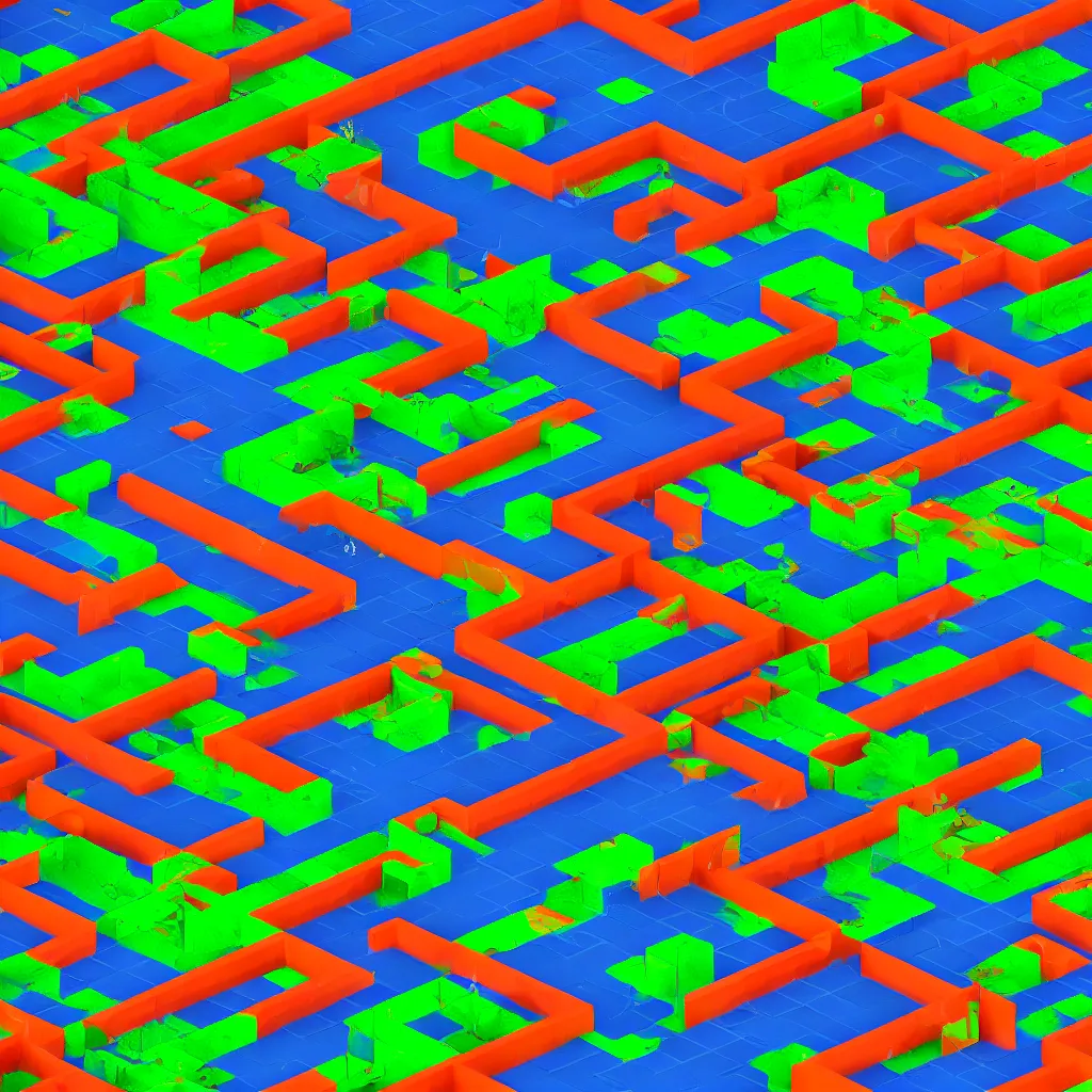 Wimmelbilder Maze Made Of 80 s Arcade Landscape Stable Diffusion 
