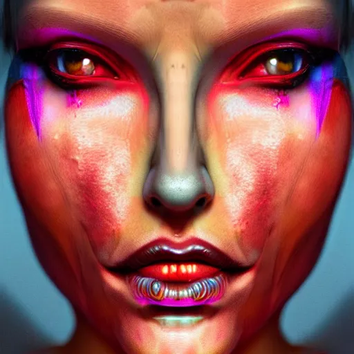 Image similar to photorealistic woman devil. hyperdetailed photorealism, 1 0 8 megapixels, amazing depth, high resolution, 3 d shading, 3 d finalrender, 3 d cinematic lighting, glowing rich colors, psychedelic overtones, artstation concept art.