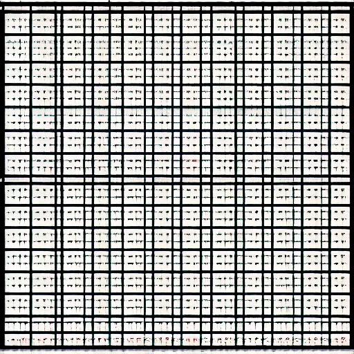 Image similar to colorful dots placed on a grid with grey lines and a white outline, black background, numbers above and to the right of the grid