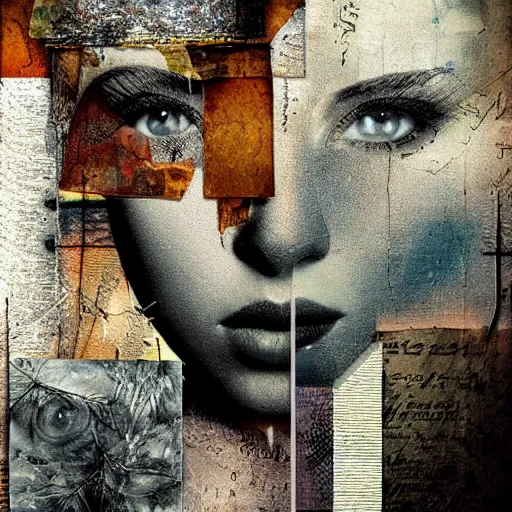 Image similar to detailed and highly reliefed mixed media digital collage textures, spectacular quality