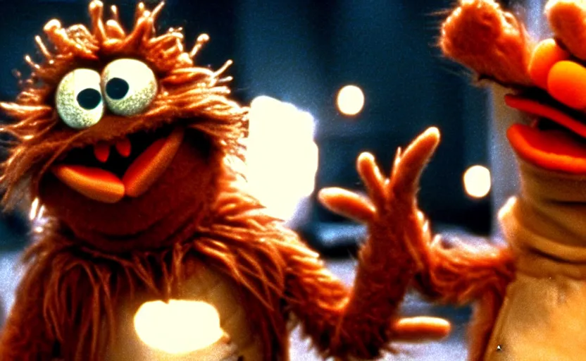 Image similar to the movie John Carpenter's The Thing but it's all muppets vfx film