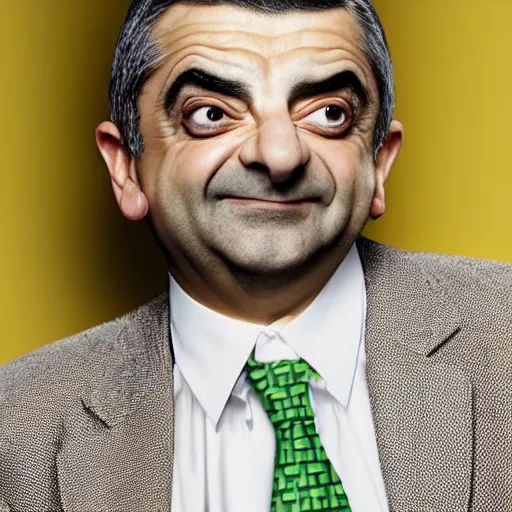 Image similar to rowan atkinson inside a can of baked beans