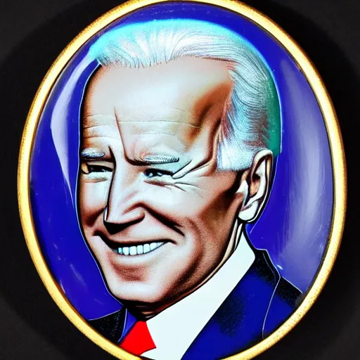 Image similar to An enamel portrait of Joe Biden