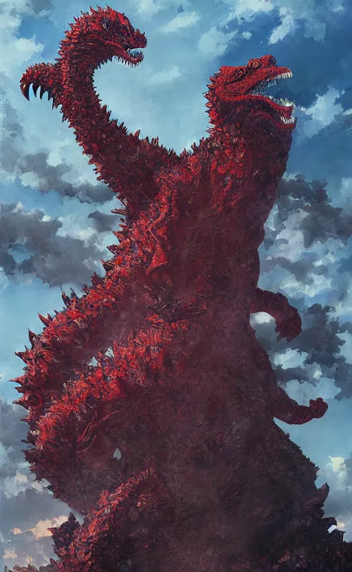 Prompt: shin godzilla, trending on pixiv fanbox, painted by greg rutkowski makoto shinkai takashi takeuchi studio ghibli