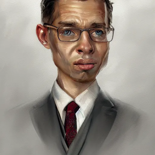 Prompt: a painting of a man in a suit and tie, a character portrait by sam spratt, behance contest winner, figurative art, speedpainting, digital painting, academic art