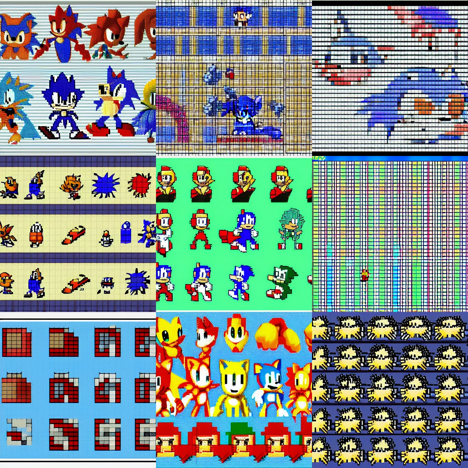 Sonic the hedgehog with rings 8 bit sprite - AI Generated Artwork