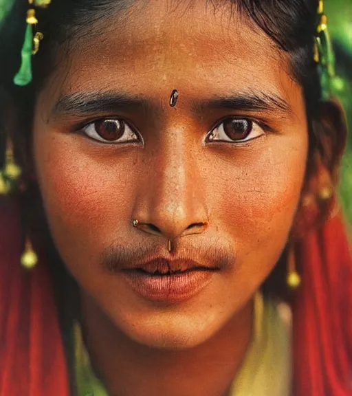 Prompt: vintage_closeup portrait_photo_of_a_stunningly beautiful_nepalese_maiden with amazing shiny eyes, 19th century, hyper detailed by Annie Leibovitz and Steve McCurry, David Lazar, Jimmy Nelsson