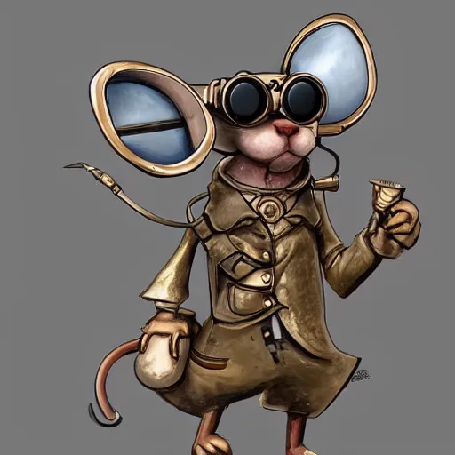 Prompt: a rat with steampunk googles, by Artstation