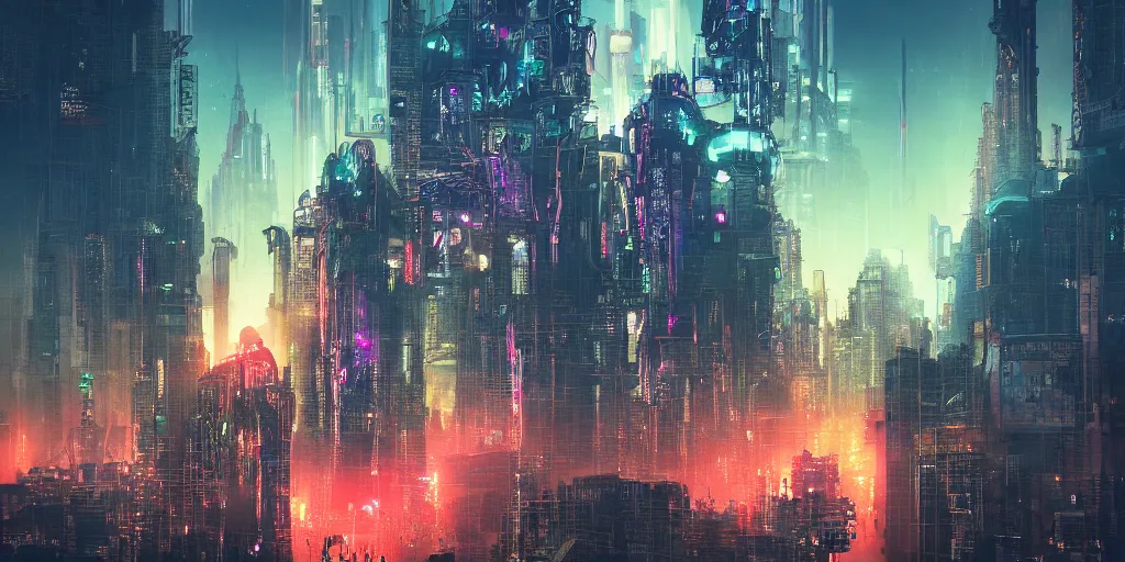 Image similar to cyberpunk chtulhu closeup, fallout 5, studio lighting, deep colors, apocalyptic setting, vertically mirrored city