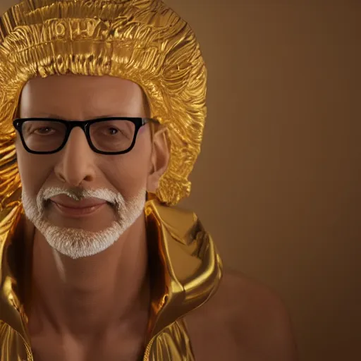 Image similar to hyperrealistic dslr film still of jeff goldblum disguised as gold doubloon, stunning 8 k octane comprehensive 3 d render, inspired by istvan sandorfi & greg rutkowski & unreal engine, perfect symmetry, dim volumetric cinematic lighting, extremely hyper - detailed, incredibly real lifelike attributes & flesh texture, intricate, masterpiece, artstation, stunning