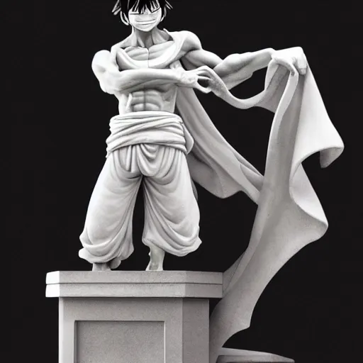 Image similar to Luffy as a Marble Statue, epic detail, anime, sharp focus,