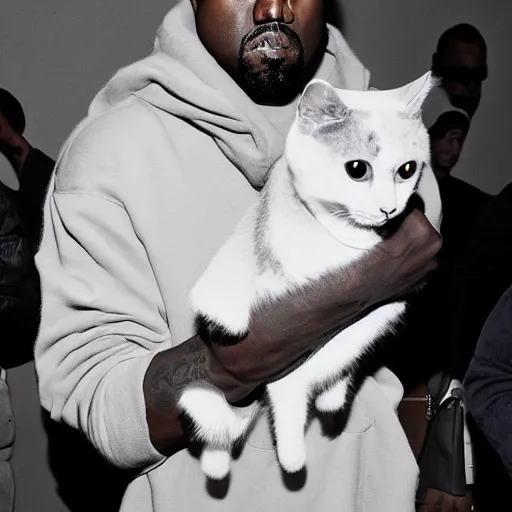 Image similar to kanye west with a cat