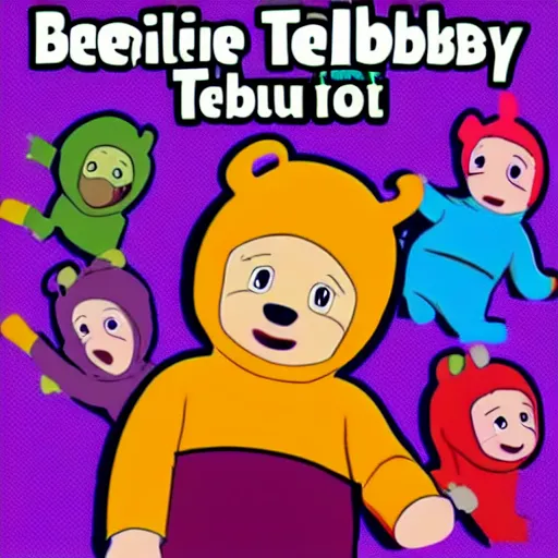 Image similar to Teletubbie in the style of GTA cover art