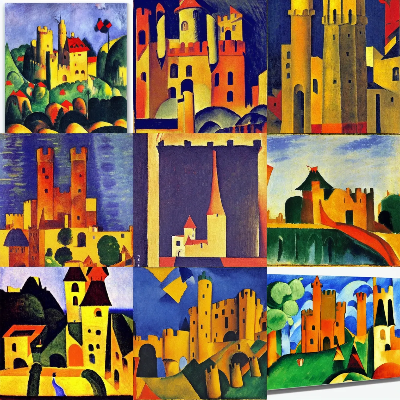 Prompt: medieval castle, by august macke