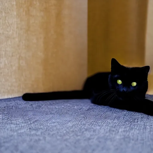 Image similar to a black cat lying behind the curtain, photo