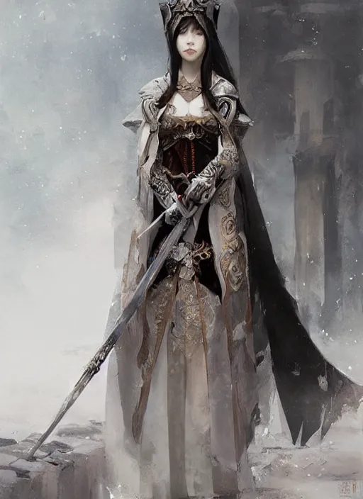 Prompt: imperial princess knight gothic girl. by ruan jia, by robert hubert, by zhang kechun, illustration