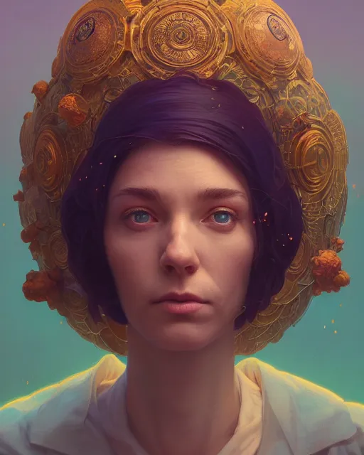 Prompt: highly detailed surreal vfx portrait of a sacred doodle, stephen bliss, unreal engine, greg rutkowski, loish, rhads, beeple, makoto shinkai and lois van baarle, ilya kuvshinov, rossdraws, tom bagshaw, alphonse mucha, global illumination, detailed and intricate environment